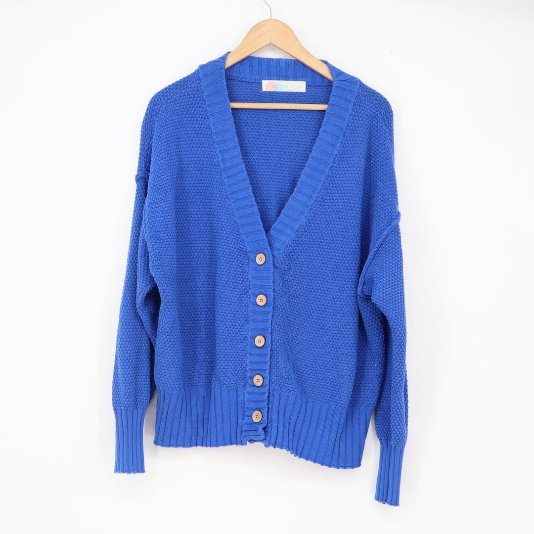 Free People 2-Piece Set Womens S Beach Cardigan Pants Blue Textured Excellent