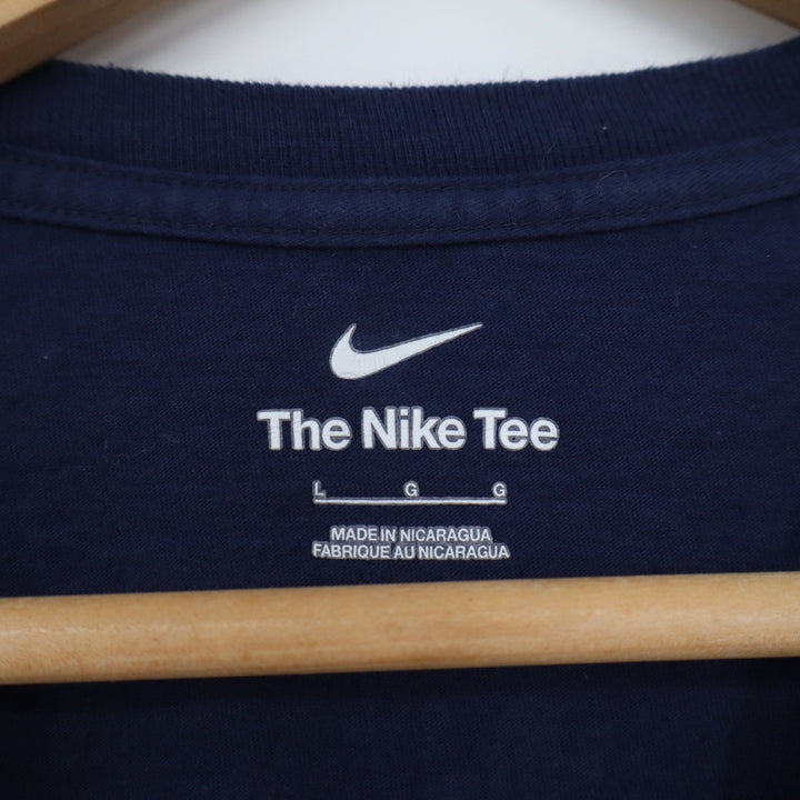 Nike Just Do It Graphic T-Shirt Mens Large Navy Blue Short Sleeve Swoosh Logo