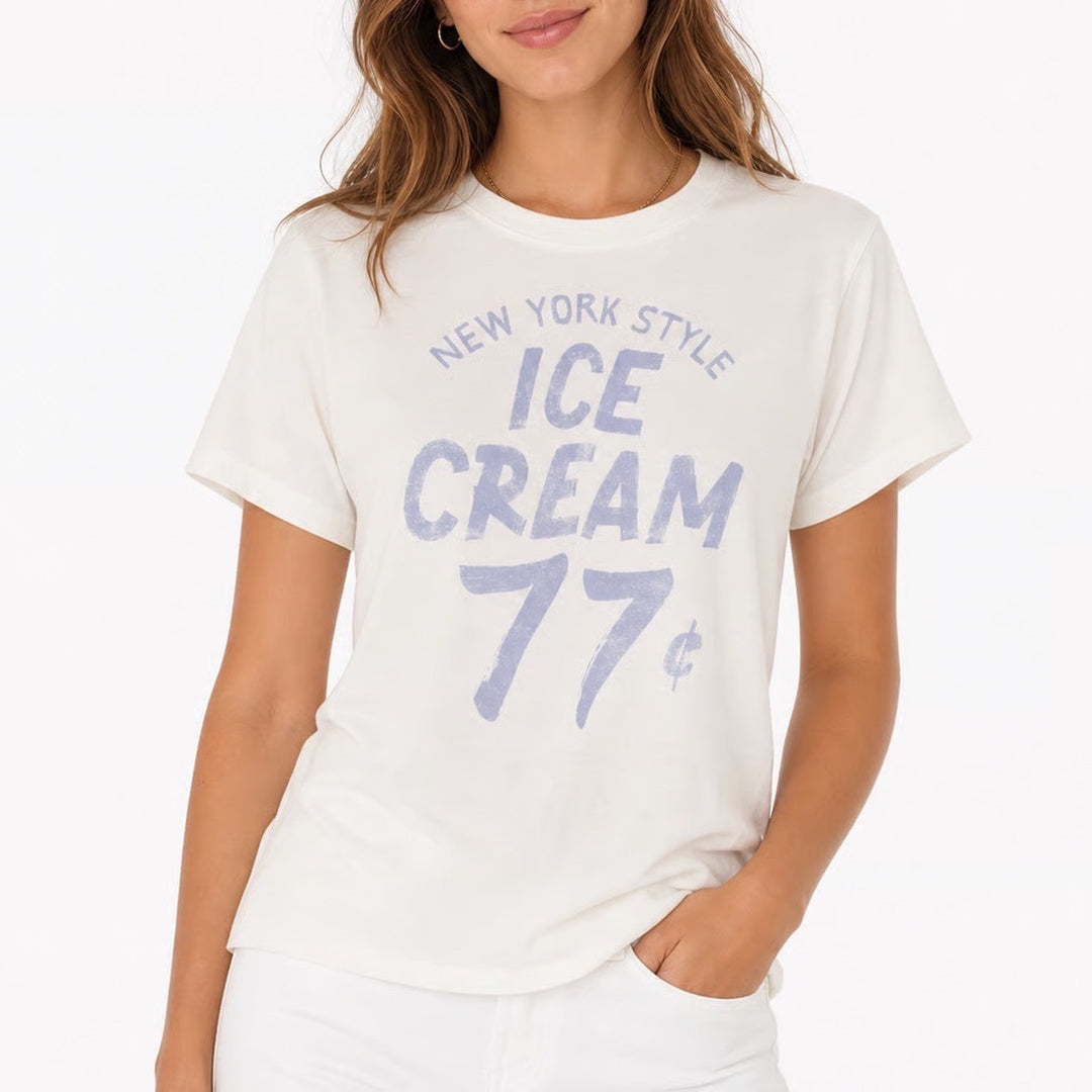 American Eagle New York Style Ice Cream 77c Graphic Tee Cream Purple Large