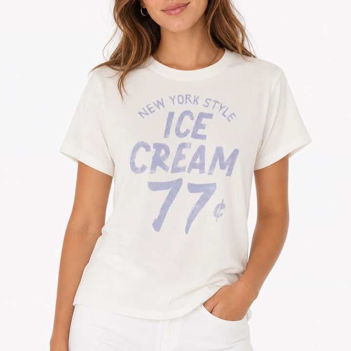 American Eagle New York Style Ice Cream 77c Graphic Tee Cream Purple Large