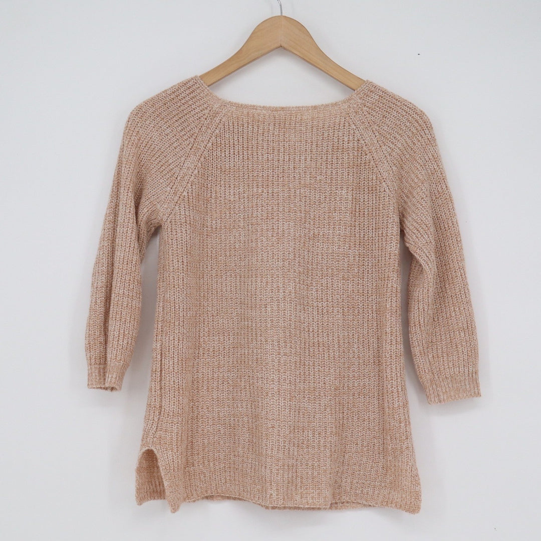 Mak B Womens Peach Marled Knit Boat Neck Raglan Sweater Size Small