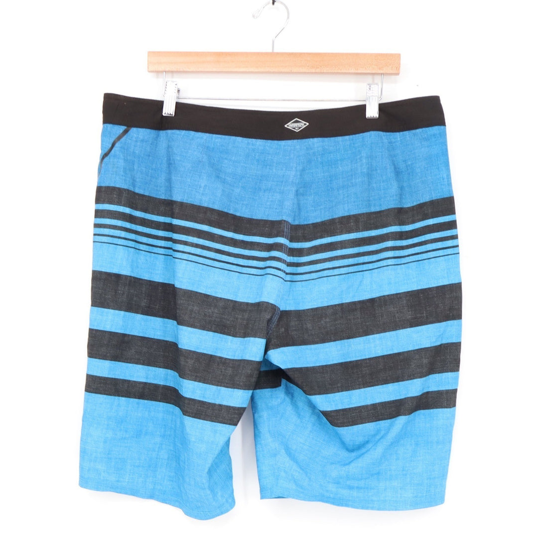 ONeill Hyperfreak Mens Blue Black Striped Board Shorts Size 36