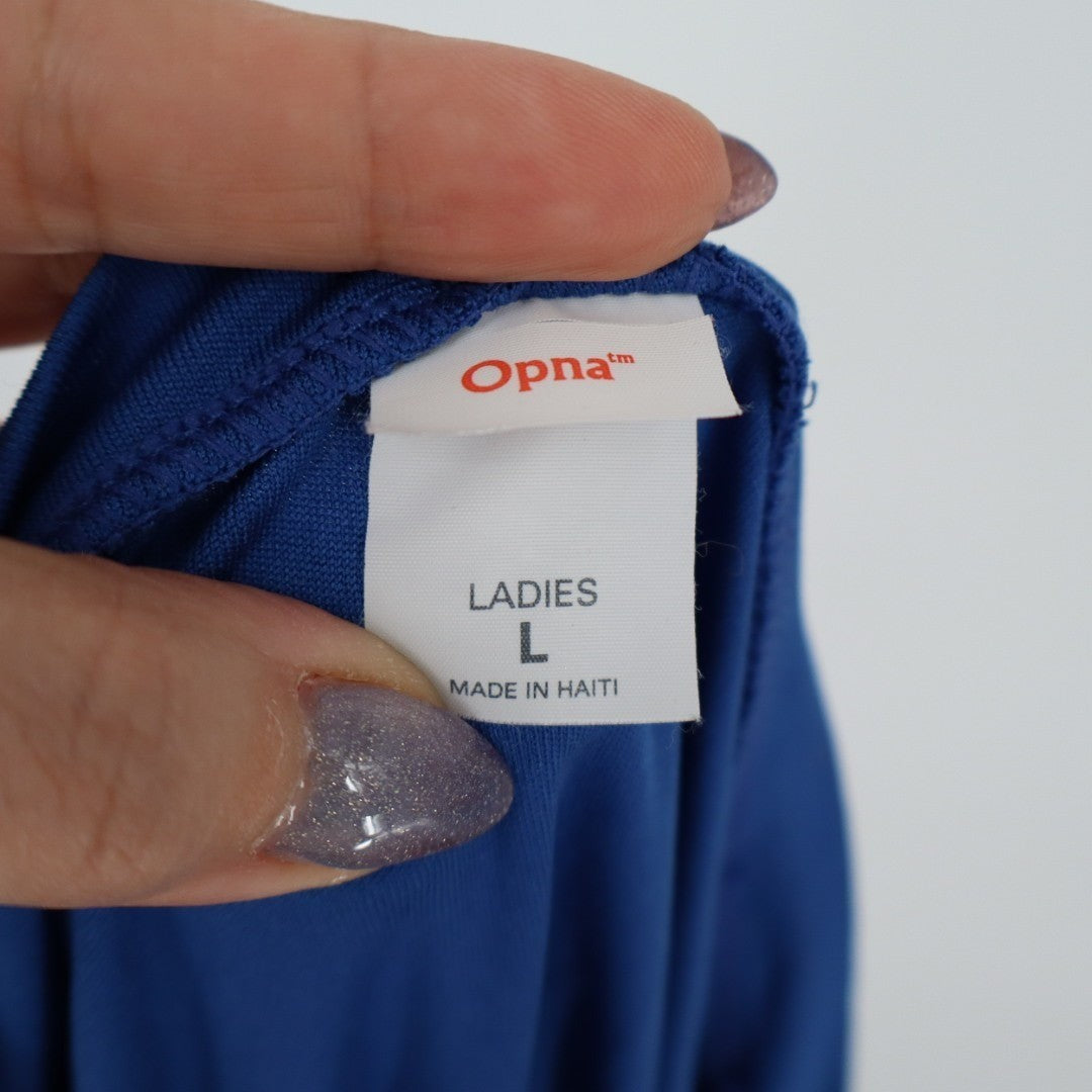 Opna T Shirt Womens Large Midnight Blue V Neck Short Sleeve Pullover Active Wear