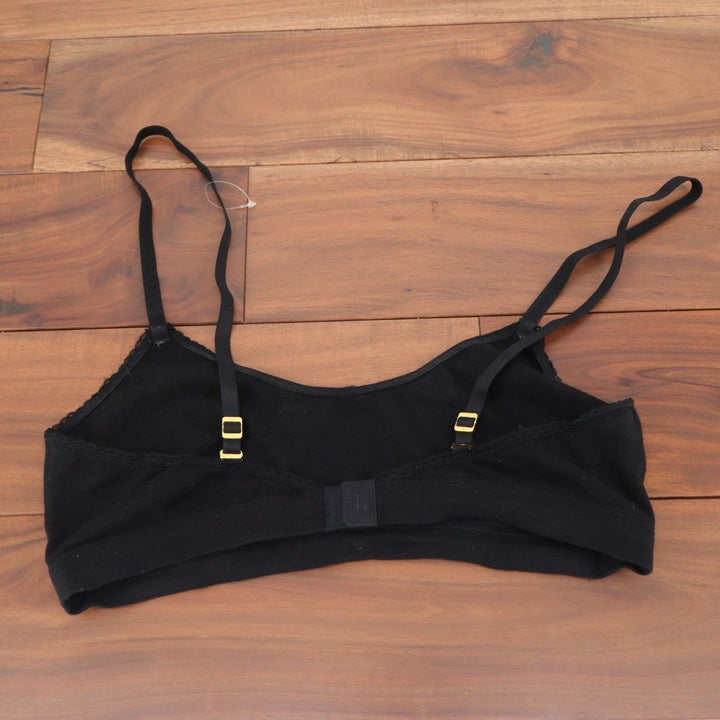 Lauren Ralph Lauren Bralette Bra M Black Wireless Lace Trim Adjustable Strap