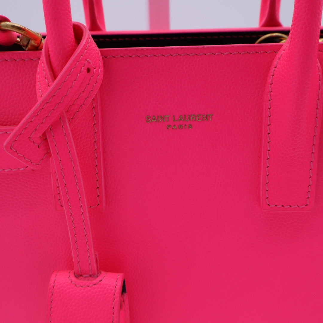 Saint Laurent Nano Sac De Jour Pink Glo Grained Leather Handbag