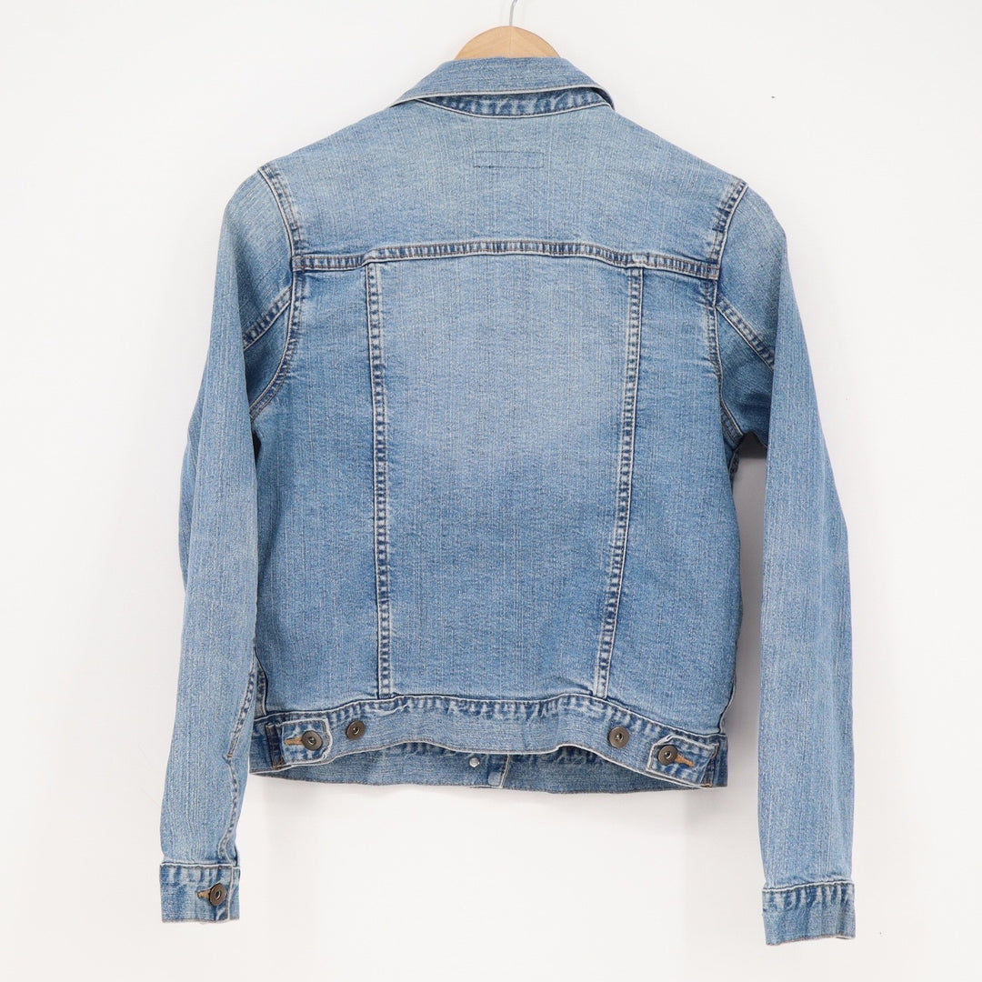 Uniqlo Womens Denim Trucker Jacket Light Wash Blue Stretch Size S