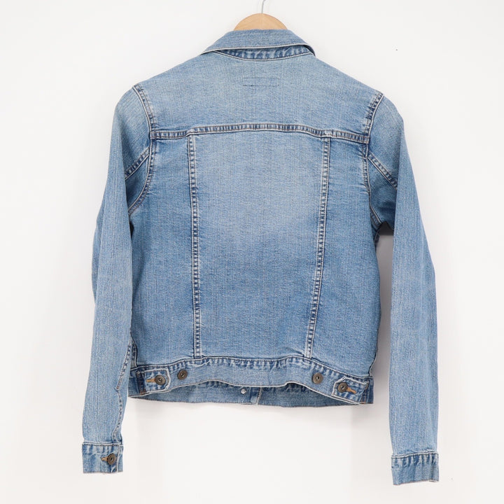 Uniqlo Womens Denim Trucker Jacket Light Wash Blue Stretch Size S