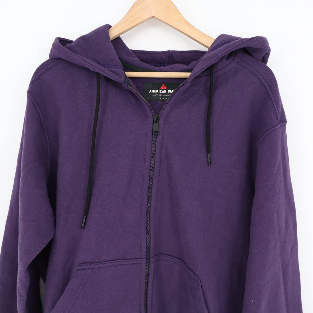 American Giant Classic Hoodie Mens Large Purple Fleece Lined Cotton Full Zip