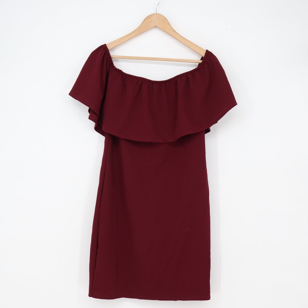 Ruby & Lace Dress Women's XL Burgundy Ruffle Off Shoulder Excellent