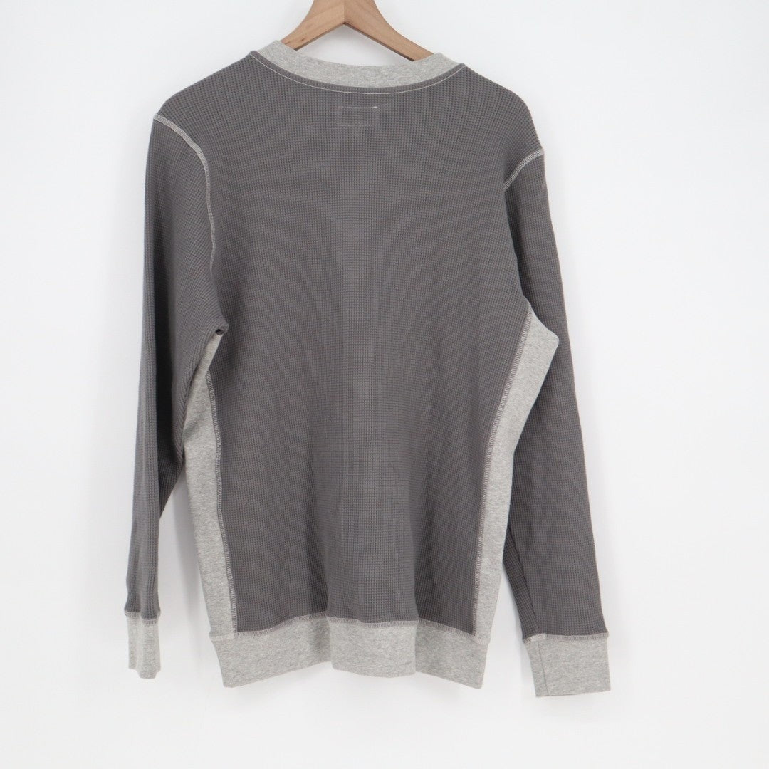 American Giant Colorblock Summit T-Shirt Mens Large Gray Waffle Knit Long Sleeve
