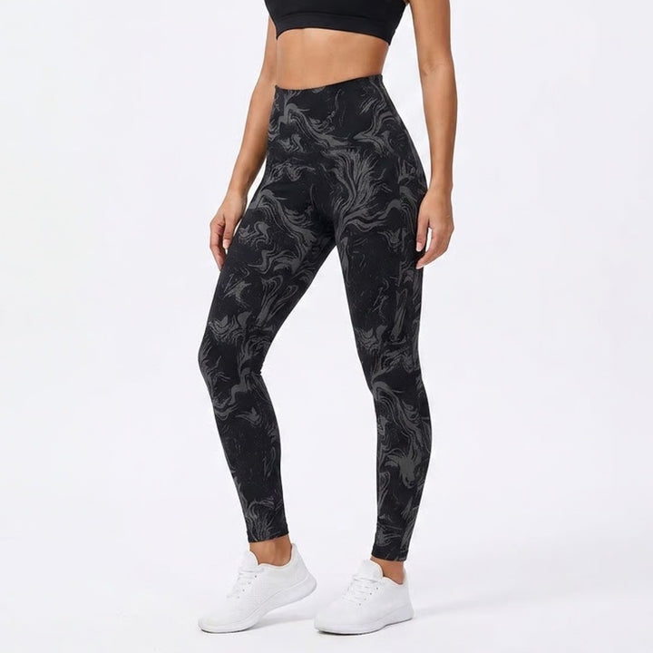 Gymshark Adapt Animal Seamless Leggings Black Grey Marble Ruched Large