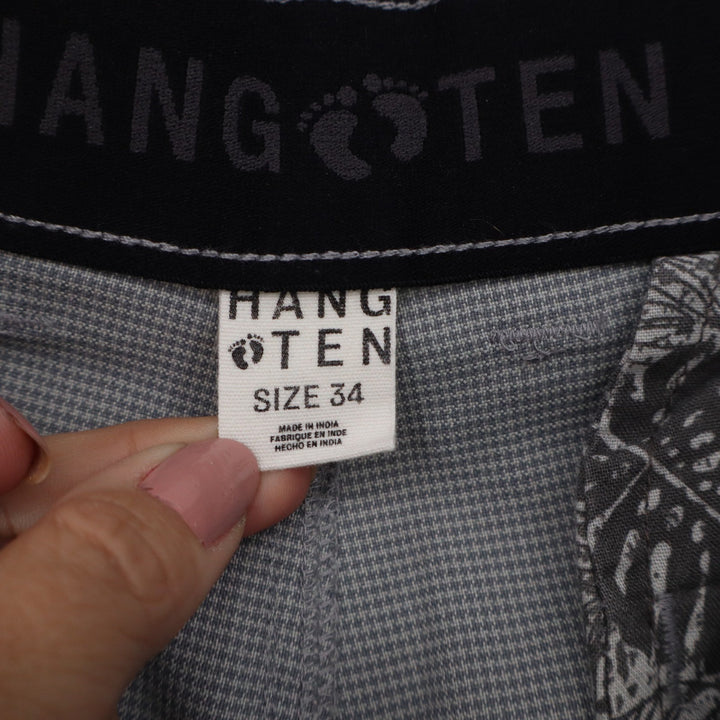 Hang Ten Mens Grey Micro Check Hybrid Walk Shorts Size 34 Stretch