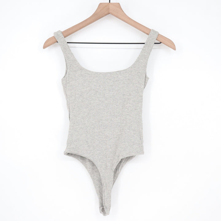 Naked Wardrobe Women's XS Heather Gray Scoop Neck Sleeveless Bodysuit