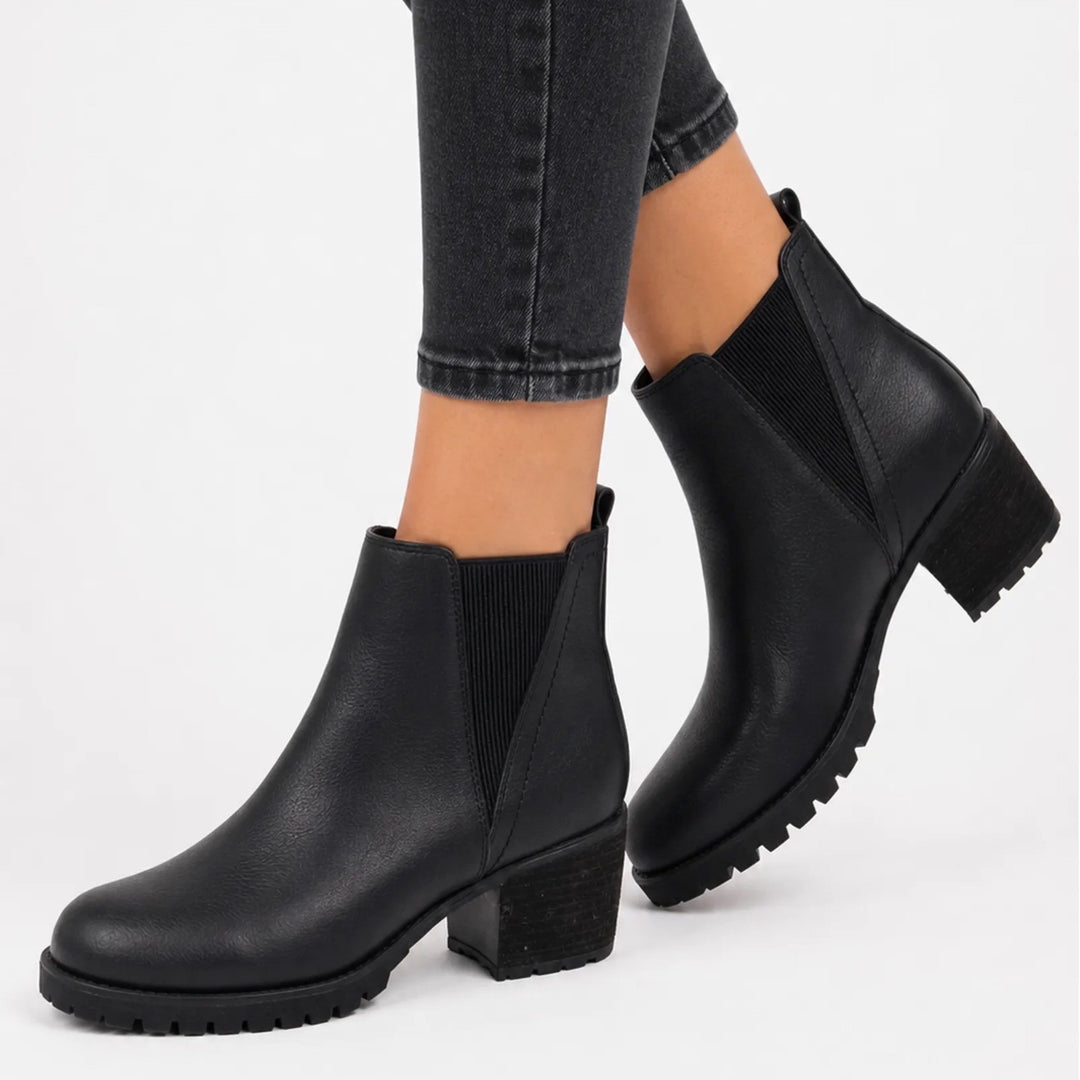Steve Madden Jody Black Chelsea Lug Sole Block Heel Boots Womens Size 10