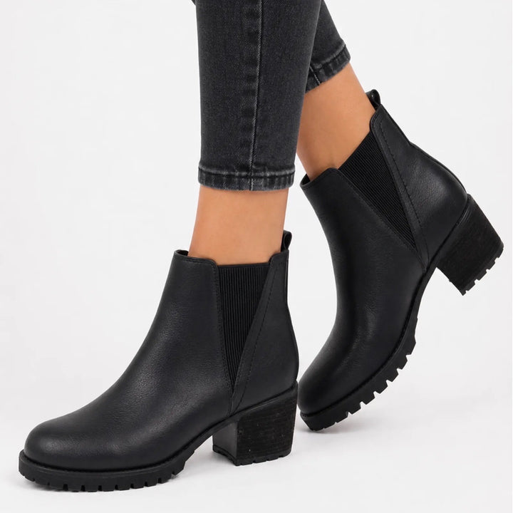 Steve Madden Jody Black Chelsea Lug Sole Block Heel Boots Womens Size 10