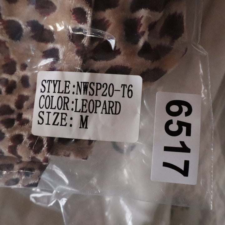 Naked Wardrobe Leopard Print Velvet Crop Top Brown Tan Medium