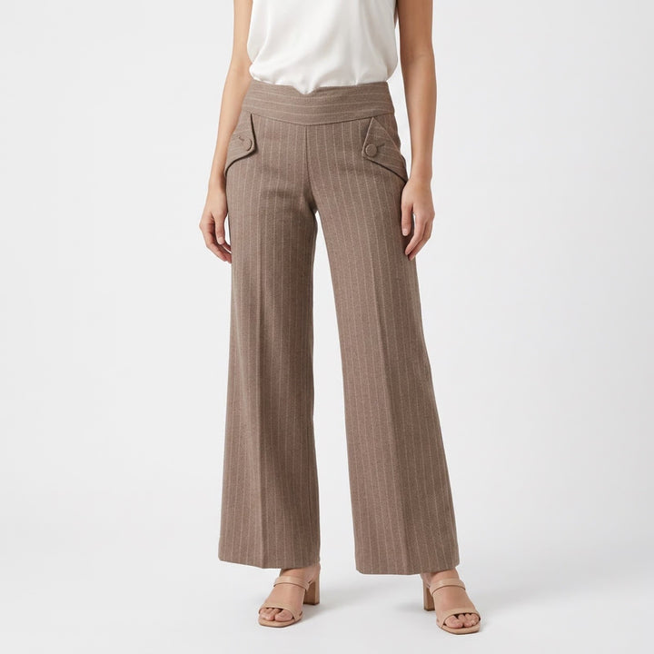 Lux Urban Outfitters Brown Herringbone Wide Leg Trousers Notched Waist Size 2