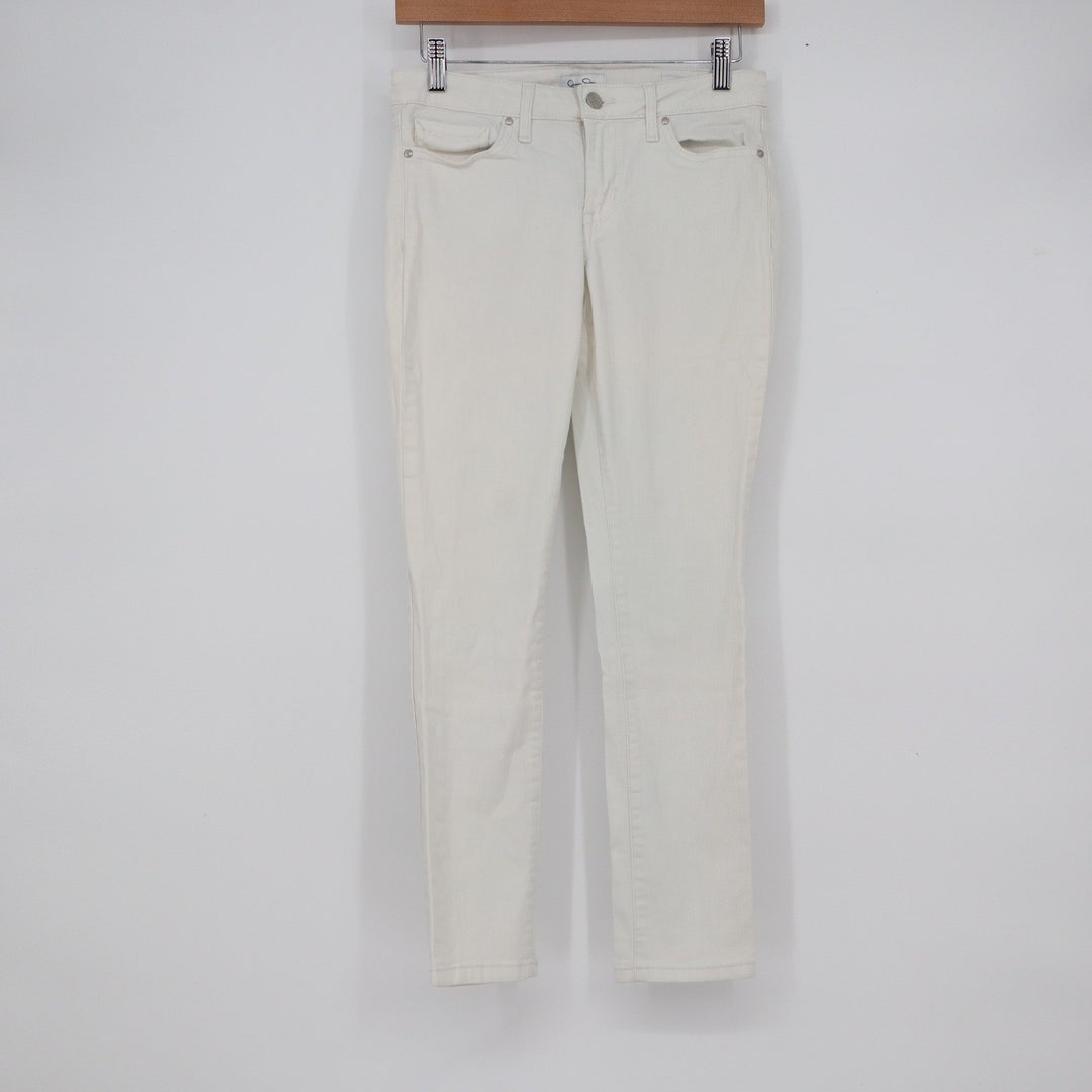 Jessica Simpson Rolled Crop Skinny Jeans Cream Off White Size 4/27 10419