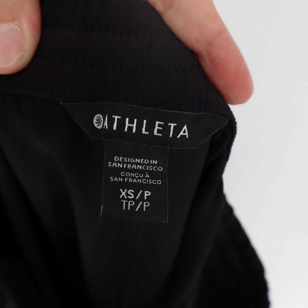 Athleta Promenade Cargo Pants Women XS/P Black Stretch Drawstring Waist Wide Leg