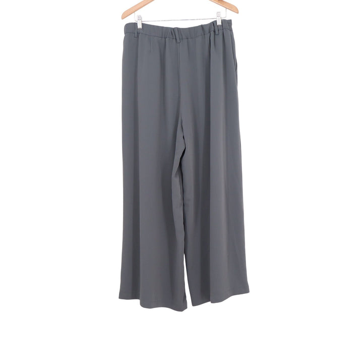 Tronjori Gray Wide Leg High Waisted Pleated Trousers XL Elastic Palazzo Pants