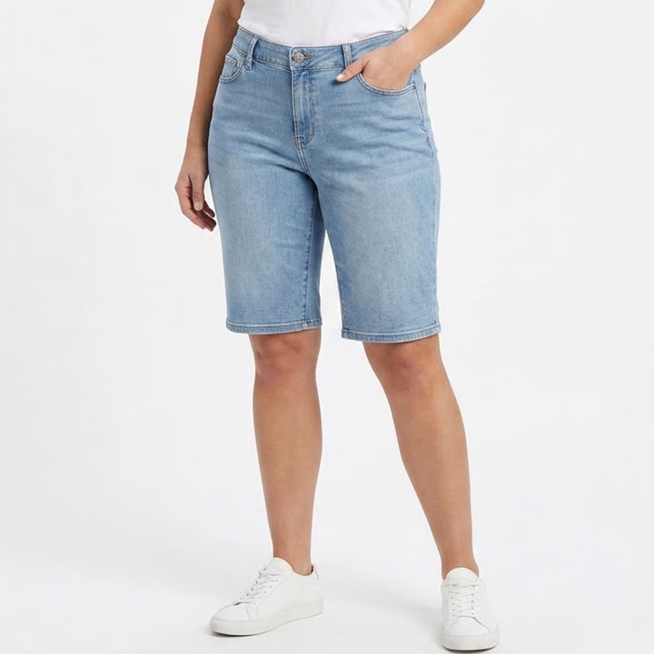 Style & Co Womens Skimmer Denim Shorts Blue Medium Wash Size 18 Bermuda Knee