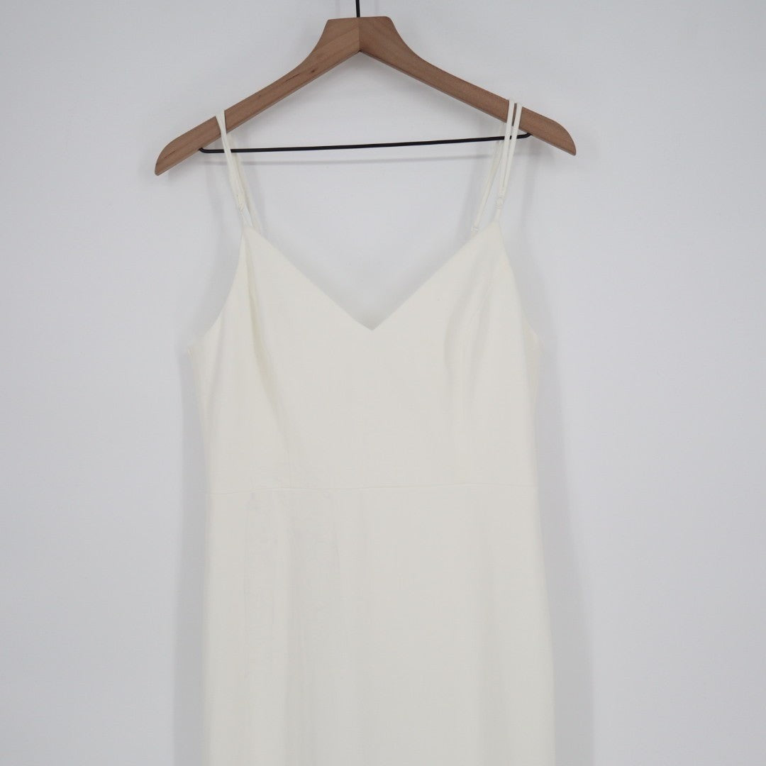 Lulus Feeling of Forever Maxi Dress Womens L White Back Button Spaghetti Strap