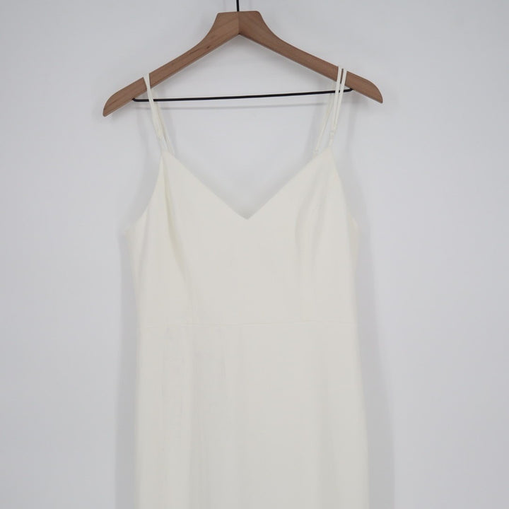 Lulus Feeling of Forever Maxi Dress Womens L White Back Button Spaghetti Strap
