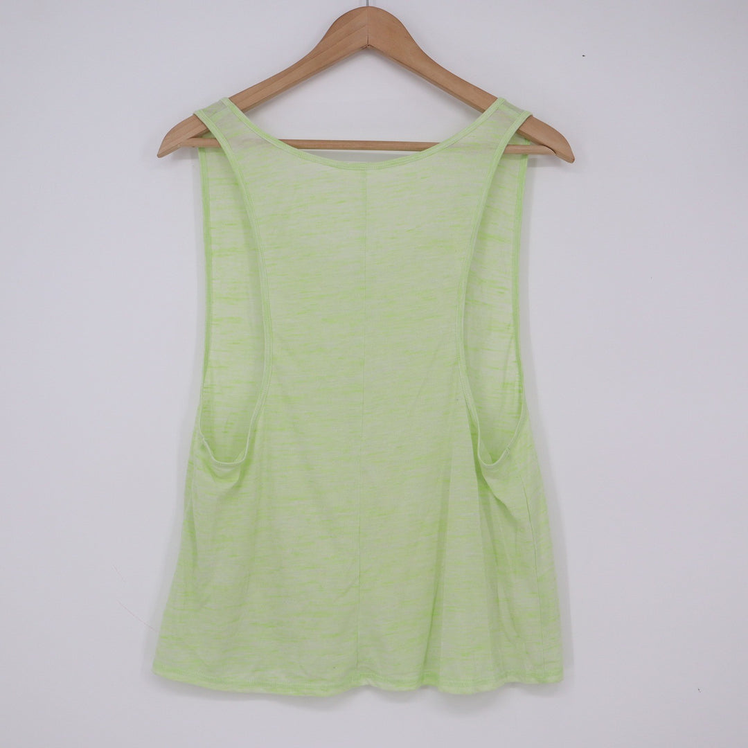 Alo Tank Top Womens M Space Dye Lime Green Deep Armhole Muscle Excellent