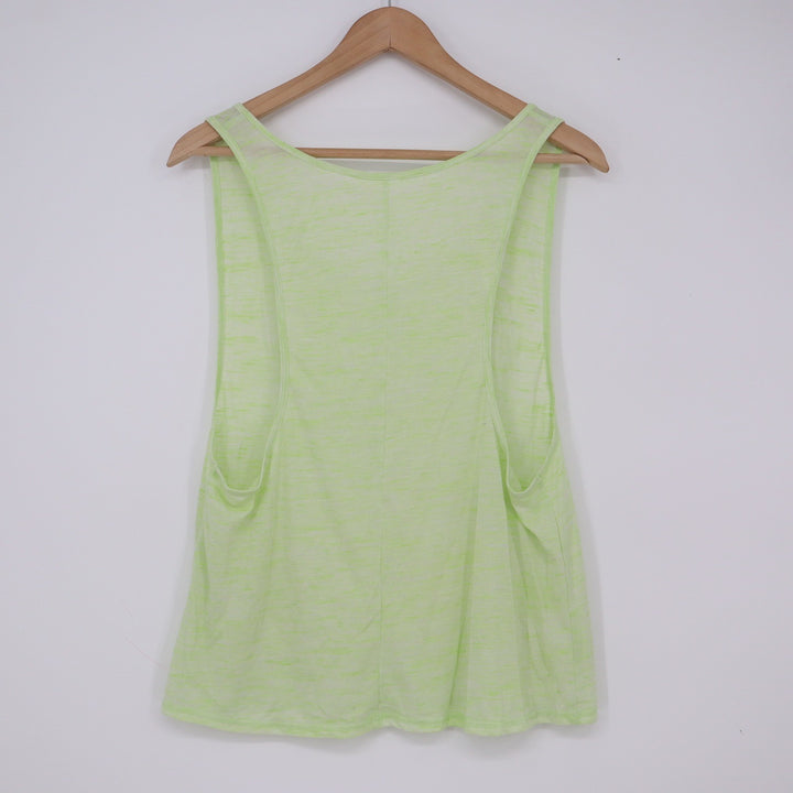 Alo Tank Top Womens M Space Dye Lime Green Deep Armhole Muscle Excellent
