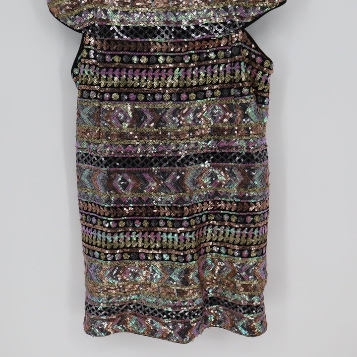 Forever 21 Sequin Cutout Sheath Dress M Multi Color Geometric Party Occasion