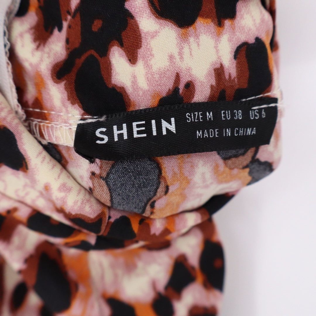 Shein Leopard Print Halter Maxi Dress Brown Tan Open Back Sleeveless Medium