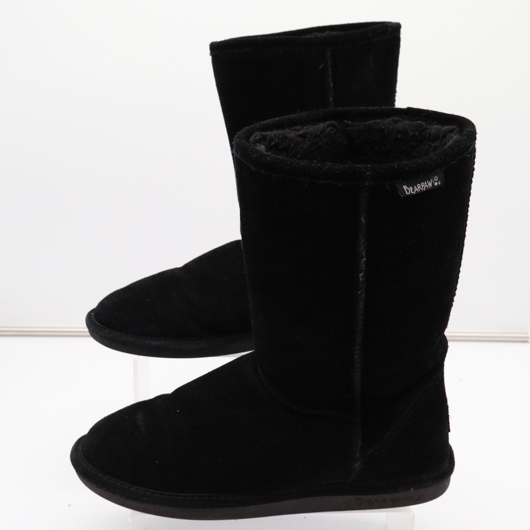 Bearpaw Bootie Womens US 10 Black Suede Fleece Lined Round Toe Mid Calf Boots