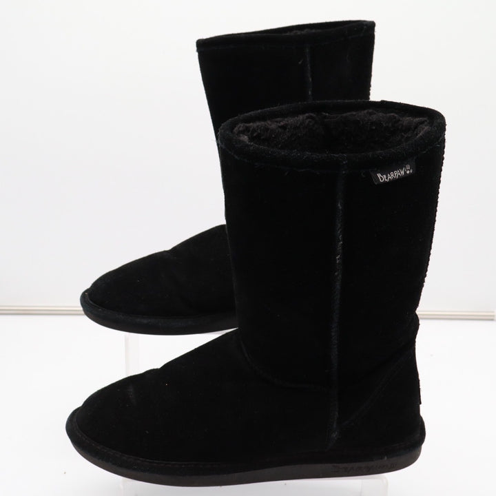 Bearpaw Bootie Womens US 10 Black Suede Fleece Lined Round Toe Mid Calf Boots