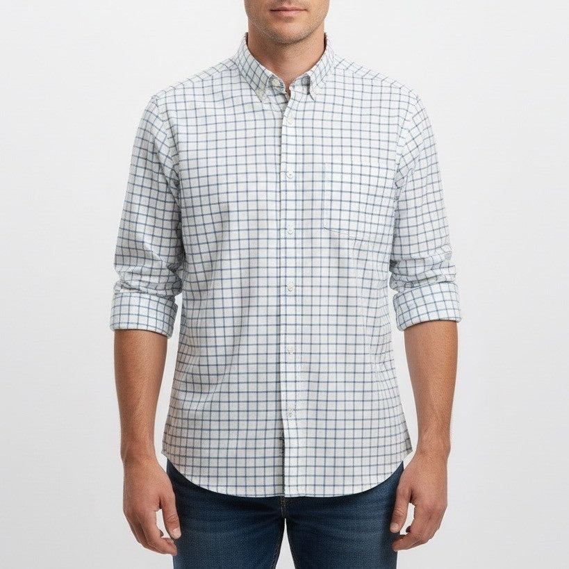 Goodfellow & Co Mens Standard Fit Long Sleeve Button Down Shirt XL Blue Plaid