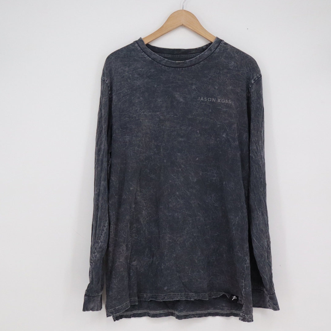 Electric Family Jason Ross Long Sleeve Shirt Mens Large Black Mineral Wash EDM
