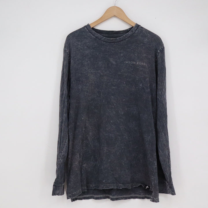 Electric Family Jason Ross Long Sleeve Shirt Mens Large Black Mineral Wash EDM