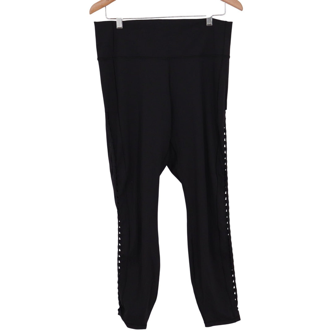 CALIA Inspire Crochet 7/8 Leggings Pure Black WAX15202 Womens XL NEW
