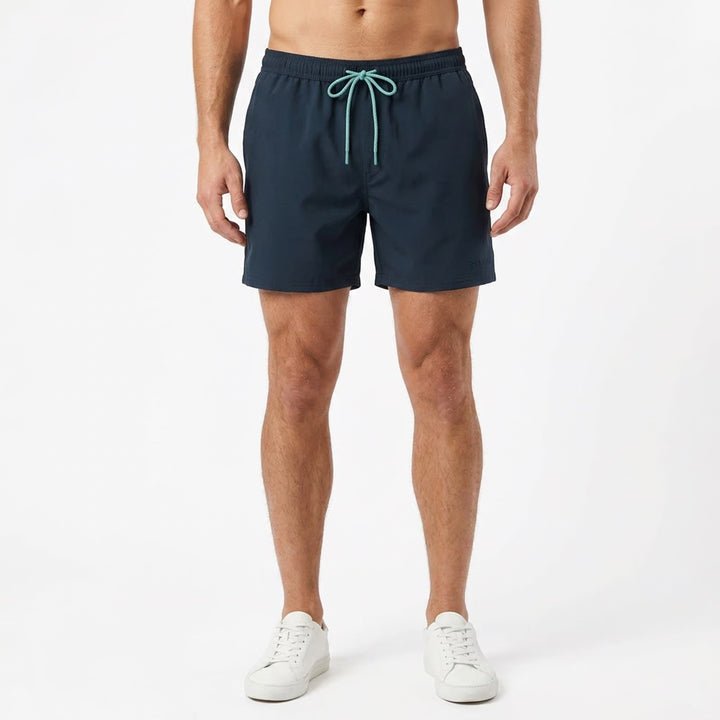 Wellen Swim Trunks Mens L Navy Blue 5 Inch Inseam Stretch Excellent