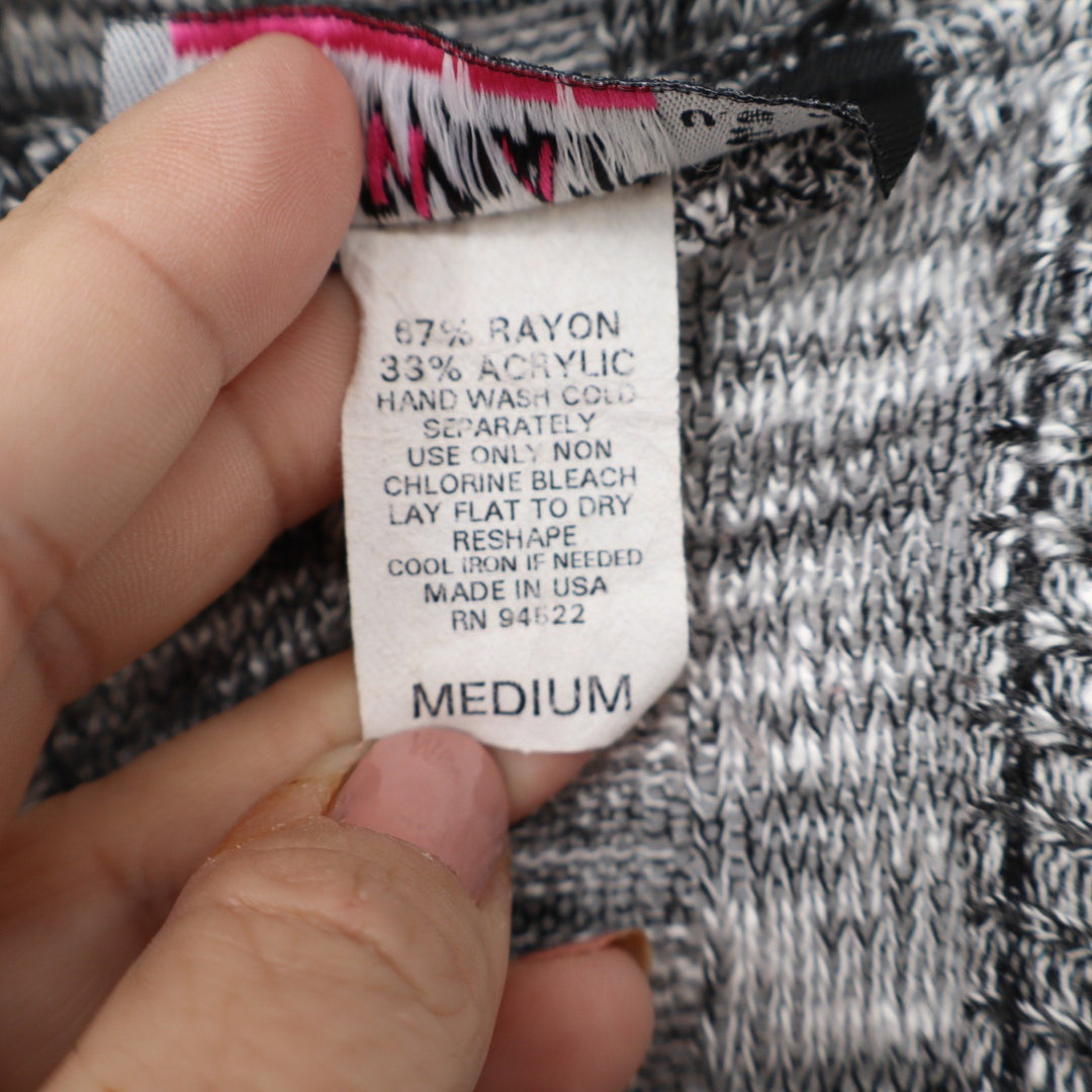 Say What Womens Space Dye Racerback Vest Draped Open Front Cardigan Black M