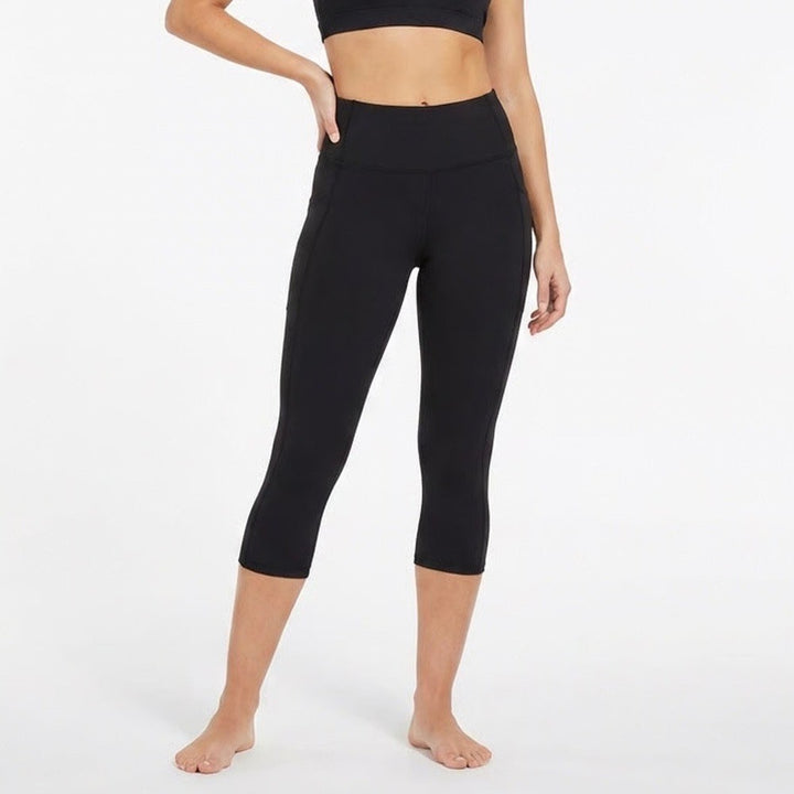 DSG Womens Momentum Crop Leggings Pure Black XS High Rise Pockets