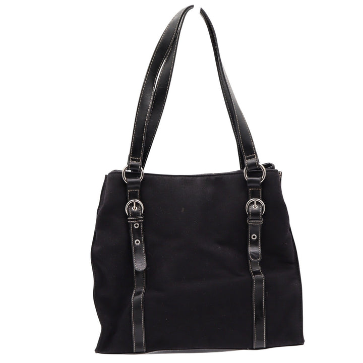 Rosetti Shoulder Bag Womens Large Tote Black Tonal Floral Buckle Trim Good