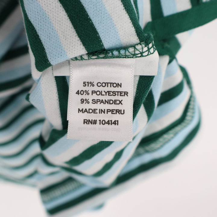 Walter Hagen Mens XXL Clubhouse Stripe Pique Polo Green Blue Short Sleeve Shirt