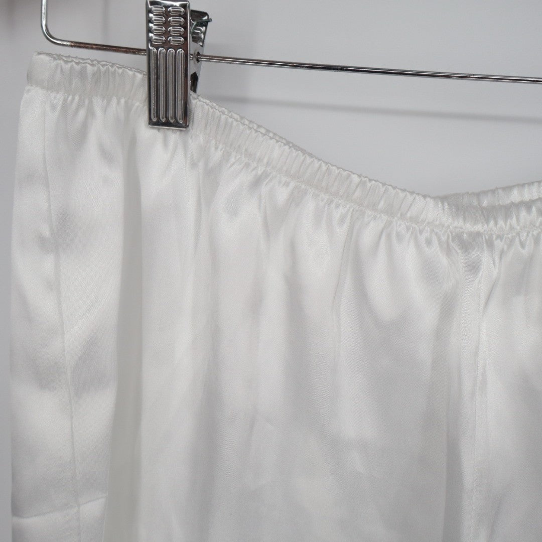 Linea Donatella Bride Satin Intimates Sleep Shorts Womens M White Elastic Waist