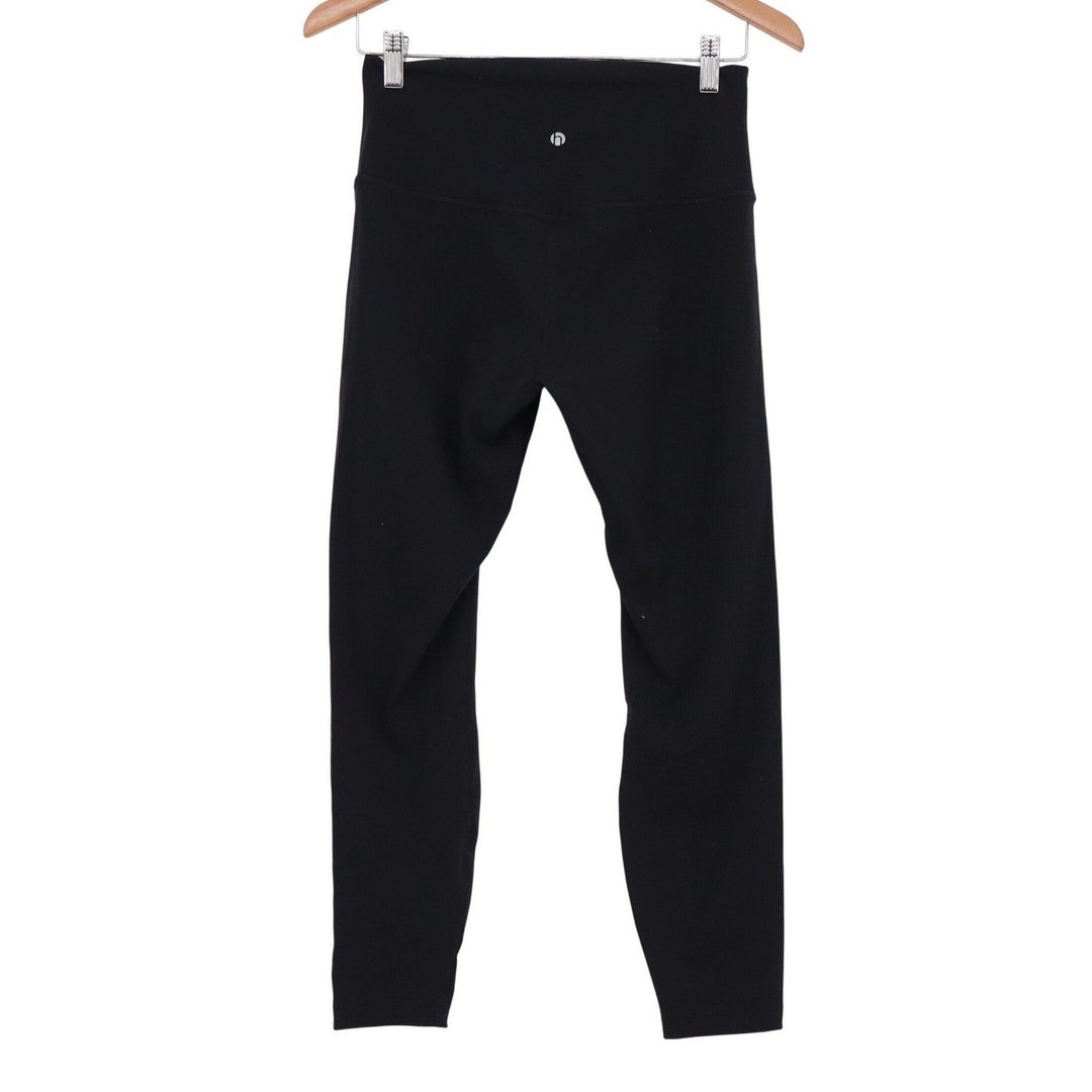 Hyba Womens High Waisted Activewear Leggings Black Cropped Size M