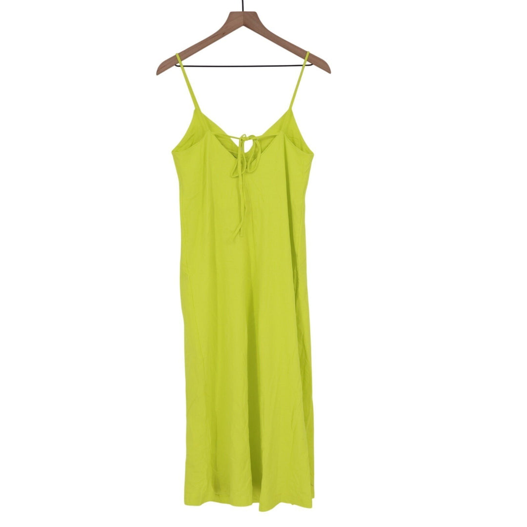 Zara Slip Dress Womens S Green V-Neck Sleeveless Everyday Wear Spaghetti Straps