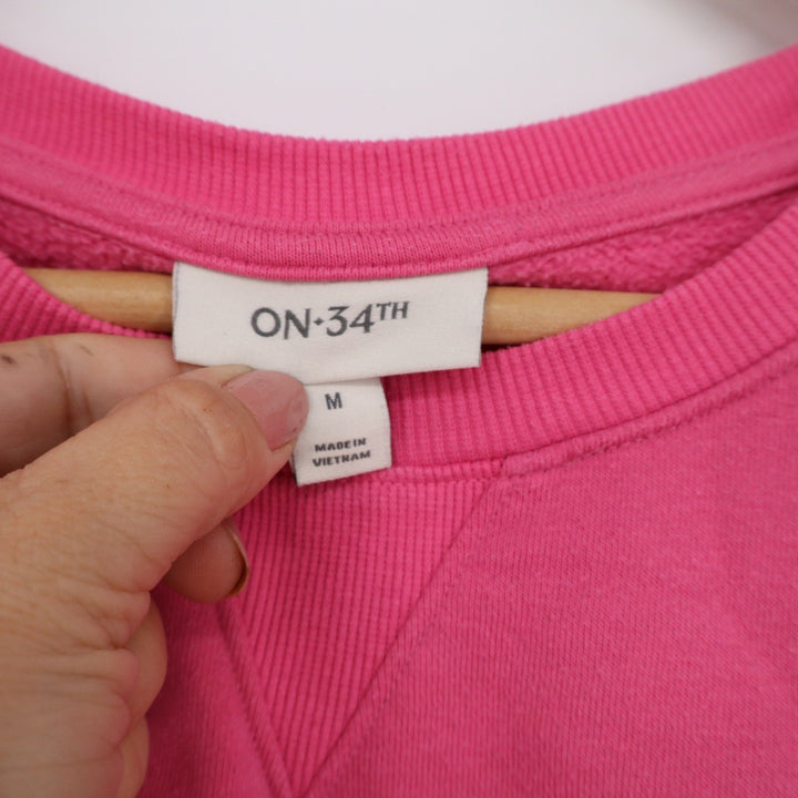 ON-34th Womens Pink Crewneck Sweatshirt Cotton Blend Fleece Size M