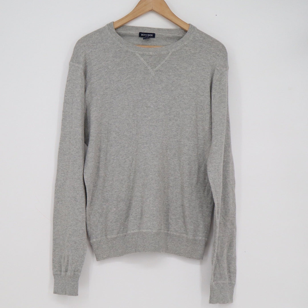 Bonobos Mens Heather Grey 100% Cotton Crewneck Pullover Sweater Size M