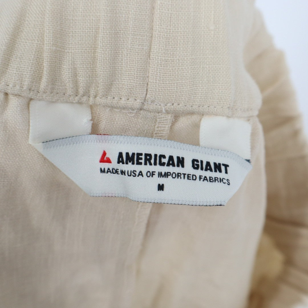 American Giant Pants Womens Medium Beige Mid Rise Straight Leg Elastic Waist