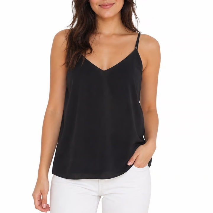 A New Day Womens Black V-Neck Adjustable Spaghetti Strap Camisole Top Size M
