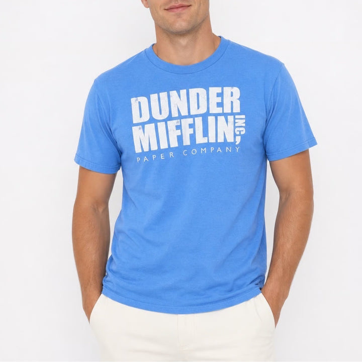 The Office Dunder Mifflin Paper Co Blue Graphic T-Shirt Mens Large Ripple
